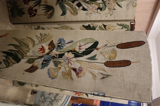 An early 20th century embroidered eight fold screen H.168cm